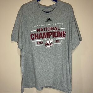 UMASS Hockey Adidas Gray National Champions Tee